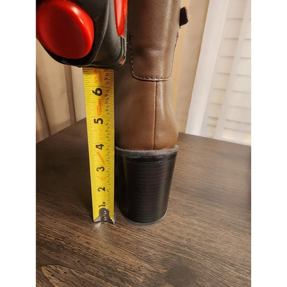 Franco Sarto Rivet LEATHER Buckle Ridding Boots Booties SZ 9.5 M Umber Brown - Picture 15 of 16